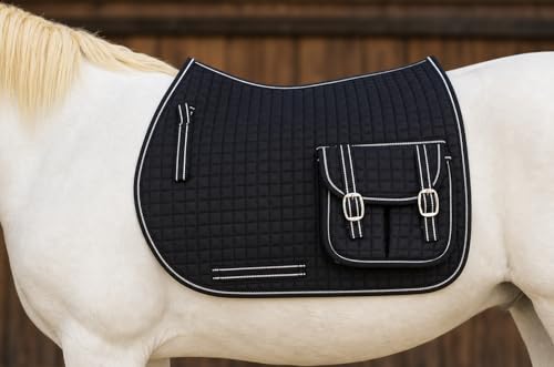 Horse English Black All-Purpose Trail Saddle Quilted Pad w/ Pockets 7269