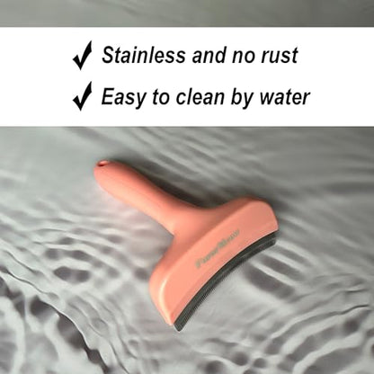 Pet Deshedding Tool with Curve Blade, Cat Grooming Brush, Tight V-shaped Teeth Shedding Comb for Cat and Dog (Pink, Large) - color: Pink, size: Large