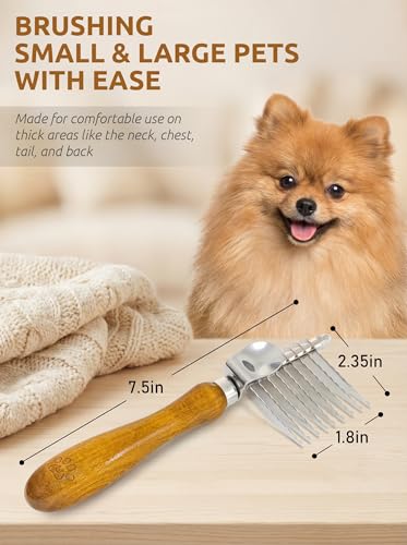 TAKAVU Dematting Comb for Dogs & Cats, 9-Blade Undercoat Rake