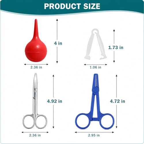 Animal Birth Kit with 15 Umbilical Cord Clamps, Curved Stainless Steel Scissors, Disposable Hemostat & Bulb Syringe, Newborn Delivery Supplies for Puppies, Piglets, Lambs, Calves & Farm Animals