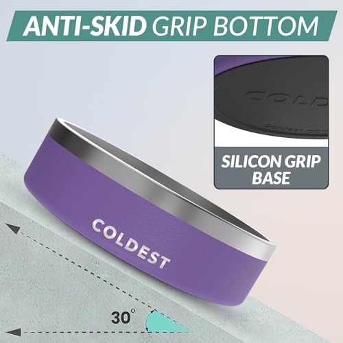 Coldest Dog Bowl - Anti Rust Metal, Non Slip, 3 Layers Insulated Stainless Steel Dog Bowls - Spill Proof & Heavy Duty - Water Bowl for Dogs, Cats & Pets, Dish Washer Safe (42 oz, Galaxy Purple) - color: Galaxy Purple, size: 42 oz
