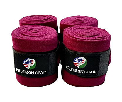 Horse Fleece Wraps Bandages/Polo Wraps/Stable Wraps Equestrian Leg Wraps Set of 4 Equestrian Boot Protection (Burgundy/Maroon) - color: Burgundy / Maroon