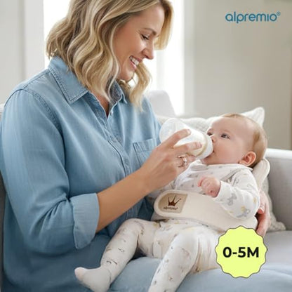 Feeding Support Seat with Adjustable Stability Strap, Mesh & Organic Cotton, Bottle-Feeding Assist for 1–5 Month Babies