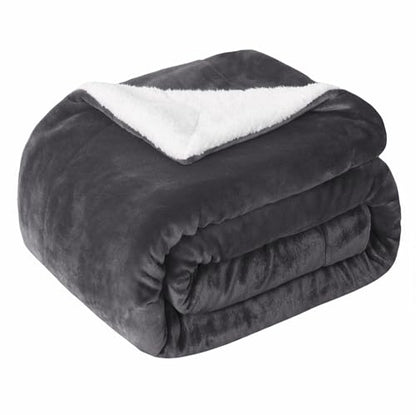 SOCHOW Sherpa Fleece Throw Blanket, Reversible Super Soft Luxurious Plush Blanket Twin Size, Dark Grey - color: Dark Grey, size: 60"×80"