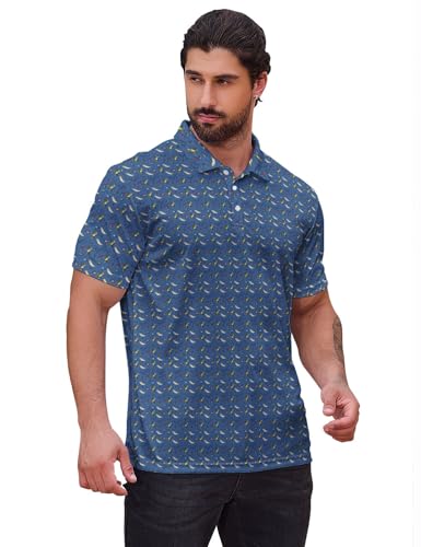 Funny Golf Shirts for Men, Quick Dry Moisture Wicking Polo Shirts - color: Fishing, size: Medium