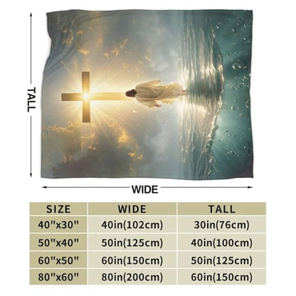 Jesus Christian Throw Blanket Jesus Walking on Water Fleece Blanket Christ Cross Religious Soft Cozy Fuzzy Plush Warm Stuff Bedding Blankets Gifts for Boys Girls Kids Adult Men Women 40"X50" - color: Jesus, size: 40"x50"