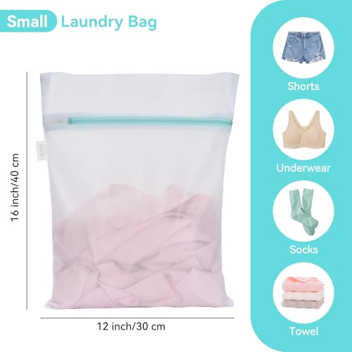OTraki Mesh Laundry Bag for Delicates 12x16 inch Small Laundry Wash Bags for Washing Machine with Reinforced Zipper for Delicates Bra Socks Underwear, Don't Drying, Melting 140-176℉ White - size: 12 x 16 inch