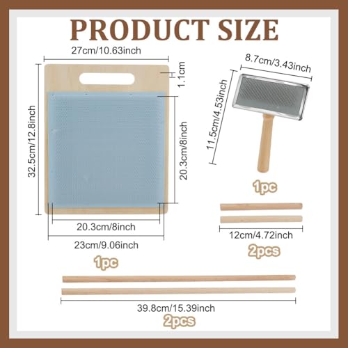 WEBEEDY Wool Blending Board Carding Brush Set with Wool Brush,Felt Ironing Pad,2 Wood Craft Sticks Wools Hand Carders for Organize Fibers Felt Needle Tools DIY Arts Crafts Project