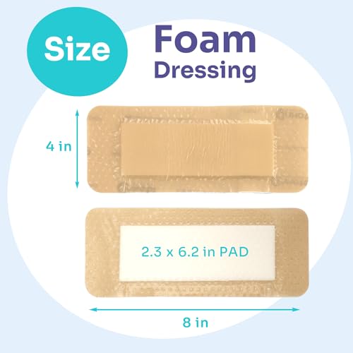 Large Silicone Bandages 4'' X 8'', Foam Dressings for Ulcers, 5 Pack - size: 4'' x 8'' (5 Dressings)