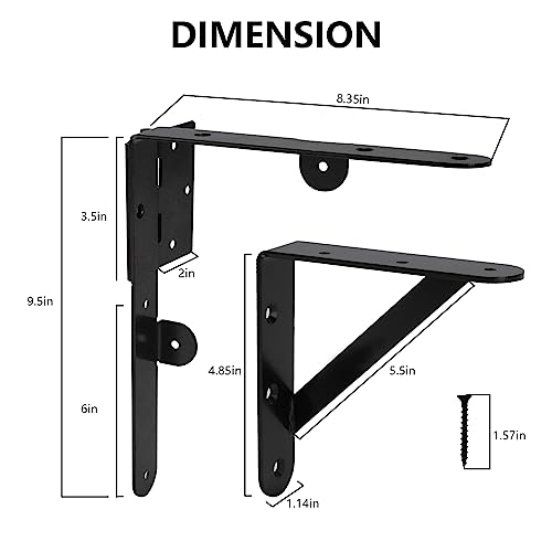 Mofeez Fence Gate Kit Iron Gate Hardware with Gate Latch for Wooden Fences Shed Doors Heavy Duty Anti Sag Gate Corner Brace Bracket (2 Sets) - size: 2set