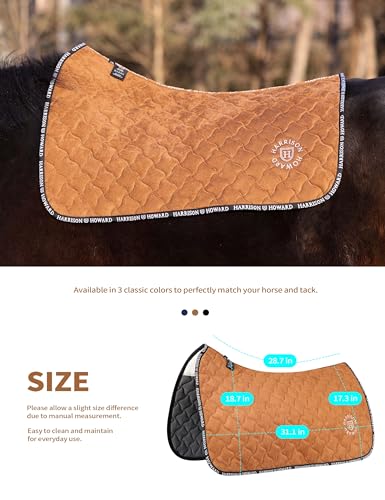 Harrison Howard Far Infrared Saddle Pad with Ceramic-Infused Heat Reflection Western Saddle Pad for Daily Riding Training - color: Brown