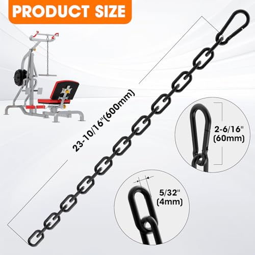 Gate Chain Lock, 23.6 Inch Chain Fence Gate Latch, Black Dia 4mm-1Pc - color: Black Dia 4mm-1pc
