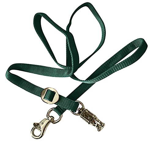 Majestic Ally Double Thick 36" to 72" Trailer Tie for Horse Haulage, Cross tie with Adjustable Buckle, Panic Snap and Bull Snap – 1" Wide by 36" to 72" Long (Hunter Green) - color: Hunter Green