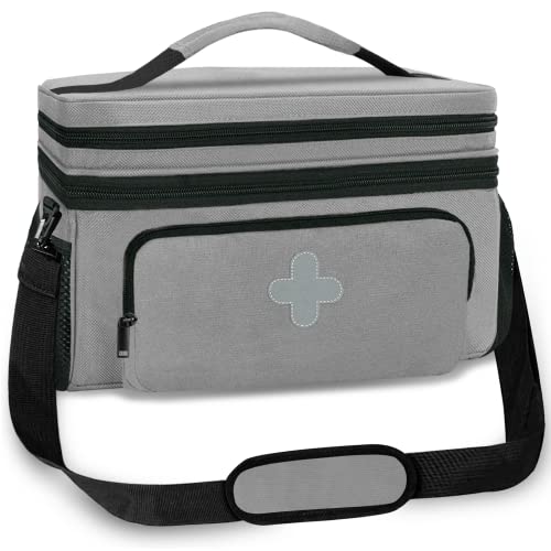GDNasist Medicine Storage Bag, Medical Bag Pill Bottle Organizer Empty - color: Grey