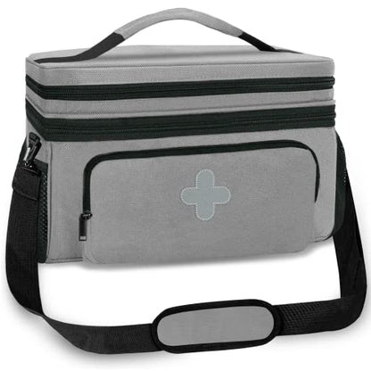 GDNasist Medicine Storage Bag, Medical Bag Pill Bottle Organizer Empty - color: Grey