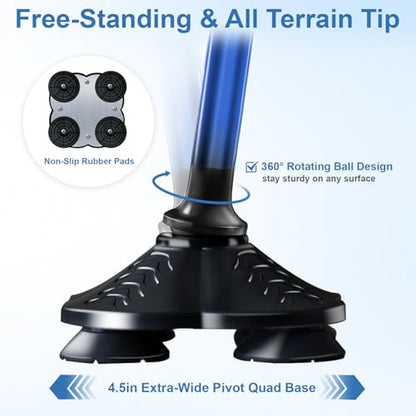 KingPavonini Walking Cane for Men Women Stability, Self Standing - color: Blue