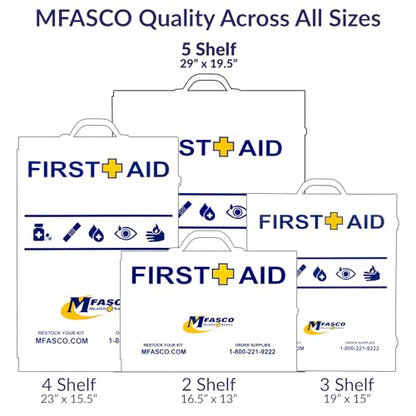MFASCO 5-Shelf First Aid Kit - 2021 OSHA Compliant Class B, Wall Mount - size: 5 Shelf, style: W/ Medications