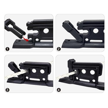 Electric Fence Polytape/Polywire/Rope Insulators with Locktab PK25 in Black Included Screws for Wood Post Nail on for Hi -Tensil