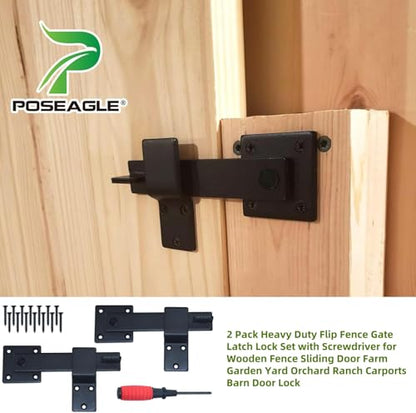 [Upgraded] 2 Pack Heavy Duty Flip Fence Gate Latch Lock Set - size: A9 2xHeavy Duty Gate Latch