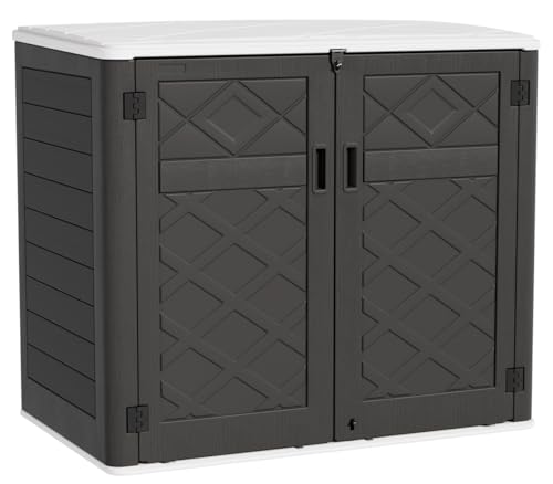 KINYING Larger Outdoor Storage Shed Weather Resistance, Resin Sheds & Outdoor Storage for Garden, Patios, Backyards, 48 Cu.Ft Tool Shed for Garbage Cans, Lawn Mower, Garden Tools,Black - color: 48 Cu.ft Black Shed-03C