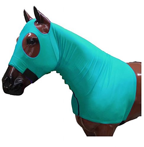 Showman Breathable Lycra Hood w/Zipper Neck - color: Teal, size: Medium