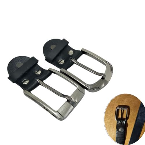 2 Pack Classic Belt Buckles Set with Belt Loop and Mount Snap Connector Replacement Single Prong Square Roller Buckle for Leather Belts Strap 1.5'' Width Women Men Western Belts Leather Straps