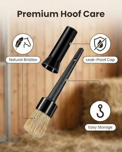Hoof Oil Brush for Horses, 2 Pack Natural Hoof & Face Brush with Cap