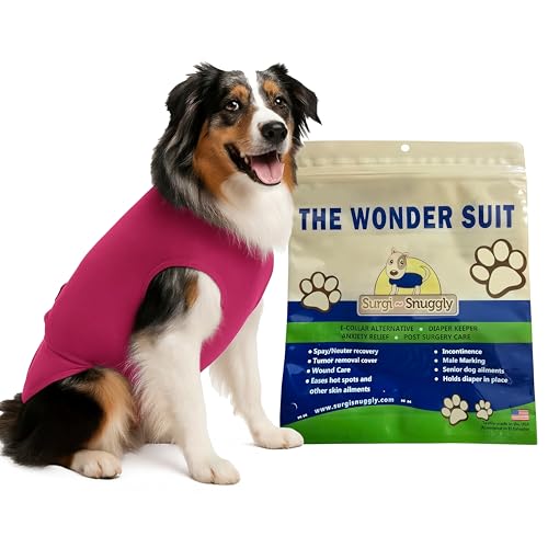 SurgiSnuggly Disposable Dog Diapers Keeper Use with Female Dog Diapers for Heat Cycle Or Pet Incontinence Made with Soft Textile for Male and Female Dogs, Legs Wrap for Superior Fit M Pink Suit