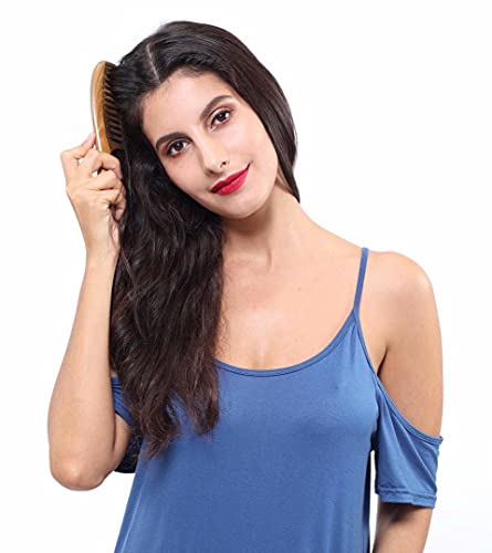 Louise Maelys 2 Pack Wooden Wide Tooth Combs For Curly Hair - color: Wide Tooth+Black Sandalwood