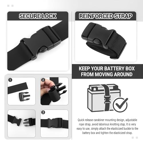 2PCS 39" Car Battery Straps,Adjustable Battery Box Strap with Quick Release Buckle for Securing Batteries Boxes,Universal Batteries Tie Down Strap for Trucks SUVs Boats
