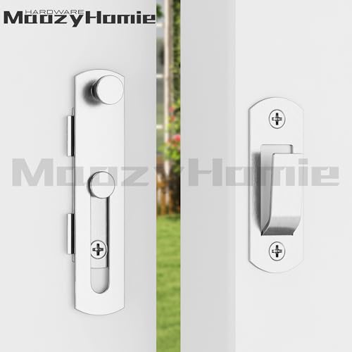 4 Inch Flip Latch Gate Latches, 180 Degree Flip Barn Door Lock Latch, Heavy Duty SUS304 Stainless Steel Flip Sliding Latch, Bolt Buckle Lock for Barn Sliding Doors, Brushed Nickel, 2 Pack - color: Brushed Nickel