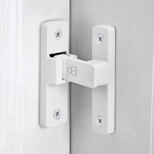 Matte White 90 Degree Barn Door Lock ，Right Angle Door Lock Latch - color: Matte White_90 Degree