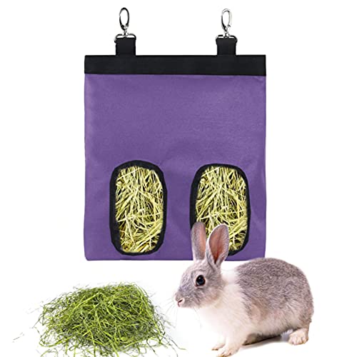 Rabbit Hay Feeder Bag Hanging Hay Rack (Purple, 2 Windows) - color: Purple