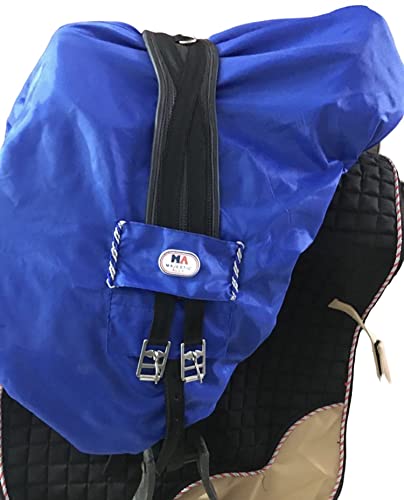 Majestic Ally Nylon Waterproof Fleece Lined Ride On English Saddle Cover-Multiple Color (Royal Blue) - color: Royal Blue