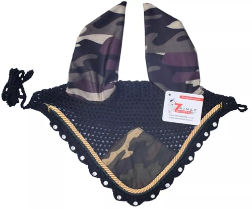 Camouflage All Purpose English Saddle Pad with Matching Fly Bonnet – Handmade Jumping Saddle Pad Set
