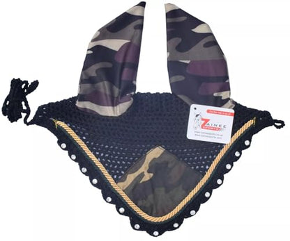 Camouflage All Purpose English Saddle Pad with Matching Fly Bonnet – Handmade Jumping Saddle Pad Set