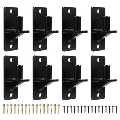 Wall Mount Gate Hinges, Black Farm Gate Hinge, 8 Pack Chain Link Fence Gate Hinge with 5/8 Hinge Pin (Screws Included), Heavy Duty Gate Hinges for Metal Gates Wooden Fences - color: Black-8PCS