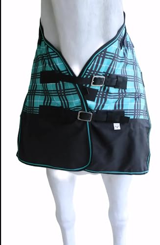 Challenger 1200D Turnout Waterproof Rain Horse Sheet Light Winter Blanket 389B - color: Turquoise Plaid, size: 76 inches