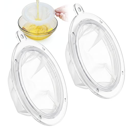 200 Plastic Cooking Oil Filter, 2 Pcs 200 Nylon Fine Mesh Sieve Fine Strainer for Liquids Colander Kitchen Funnel for Yogurt Honey Milk Juice Wine Coffee Cheese Grease Filtering, 5 Inch