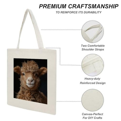 Canvas Tote Bag for Women Men Gift Reusable Aesthetic Shopping Bag | Sheep Brown Wool Tote Bags Sturdy Durable Shoulder Bags Grocery Bags for Christmas Library Birthday gifts