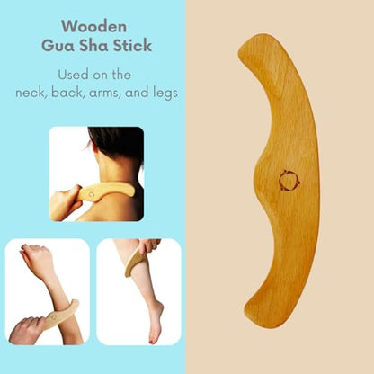 Dry Brushing Body Brush for Lymphatic Drainage with Wood Massage Tool | Vegan Dry Brush with Contoured Non-Slip Handle, Maderoterapia Gua Sha Kit for Anti-Cellulite, Body Sculpting & Sensitive Skin