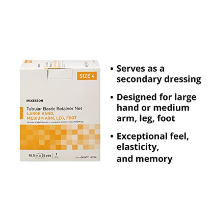 McKesson Tubular Elastic Retainer Net Dressing, Non-Sterile, Hand, Arm, Leg, Foot, Size 4, 10 1/2 in x 25 yd, 1 Count, 2 Pack - size: Size 4 1 Count (Pack of 2)