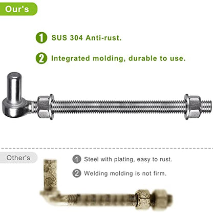 Insaga J Bolt Gate Hinge, 304 Stainless Steel Farm Gate Hinges, M12 x 8'' Gate Hinge Bolt 5/8'' for Chain Link Fence/Farm/Wooden Fence/Driveway, Supports up to 500lbs, 2pcs - color: M12-8''-2PCS