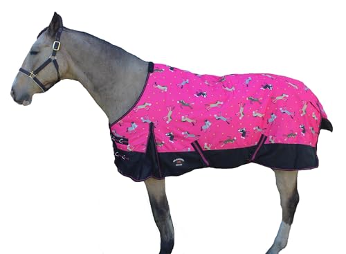 Challenger 600D Horse Turnout Waterproof Medium-Weight Winter Blanket Pink 21EE04 - color: Pink Pony, size: 60 inches