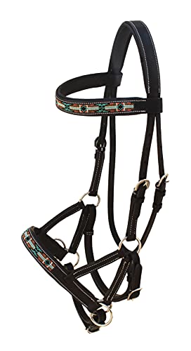 Horse Western English Leather Bitless Sidepull Bridle w/ Split Reins 77RS10 - color: Black