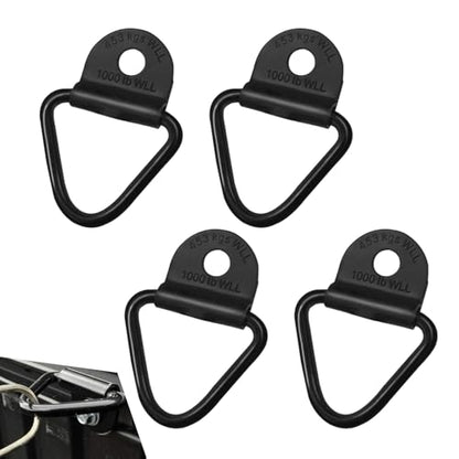4PCS Car V Tie Down Anchor, Multifunctional Metal Hook Trunk Fixing Rail Accessory, 2.3" x 2.2" Heavy-duty Truck Bed Bolt on V Ring Replacement, for Off-road Vehicles (Black)