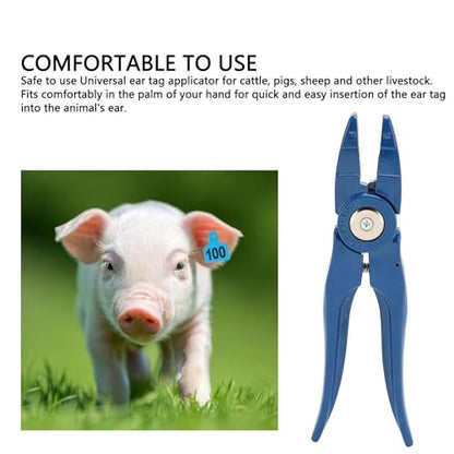 Universal Livestock Ear Tag Applicator Premium Aluminum Ear Tag Pliers Puncher for Cattle Sheep Goat Pig