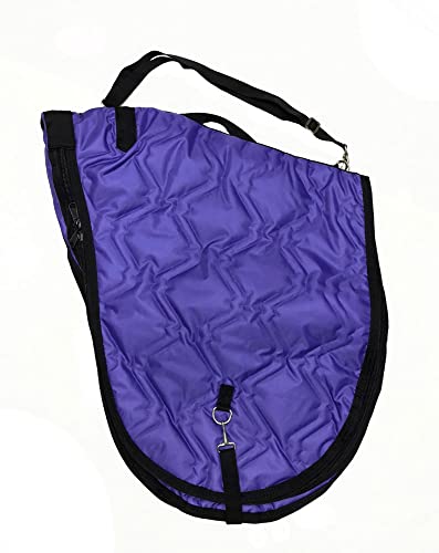 AJ Tack English Padded Saddle Carrier, Water-Resistant 420D Nylon Saddle Bag with Full Zipper Enclosure, Interior Securing Straps, Adjustable Shoulder Strap, Fits Most English Saddles, Black - color: Black