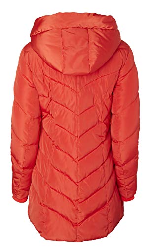 Sportoli Womens Winter Fleece Lined Chevron Quilted Puffer Jacket Coat with Hood - color: Red, size: Small