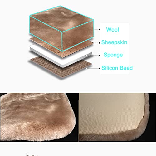 OGLAND 2 Pack Fuzzy Sheepskin Car Seat Covers for Soft Fur Wool Cushions - color: Camel